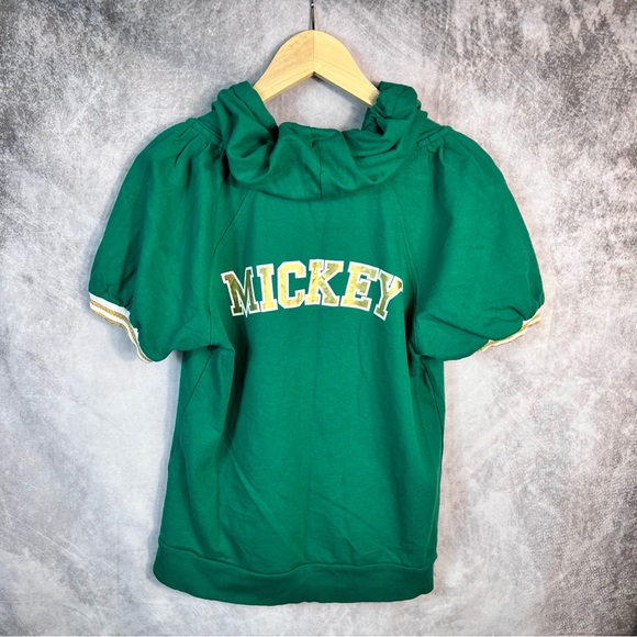 Disneyland Mickey Mouse Hoodie Jacket Womens Large Green Gold Full Zip Y2K - Picture 6 of 11